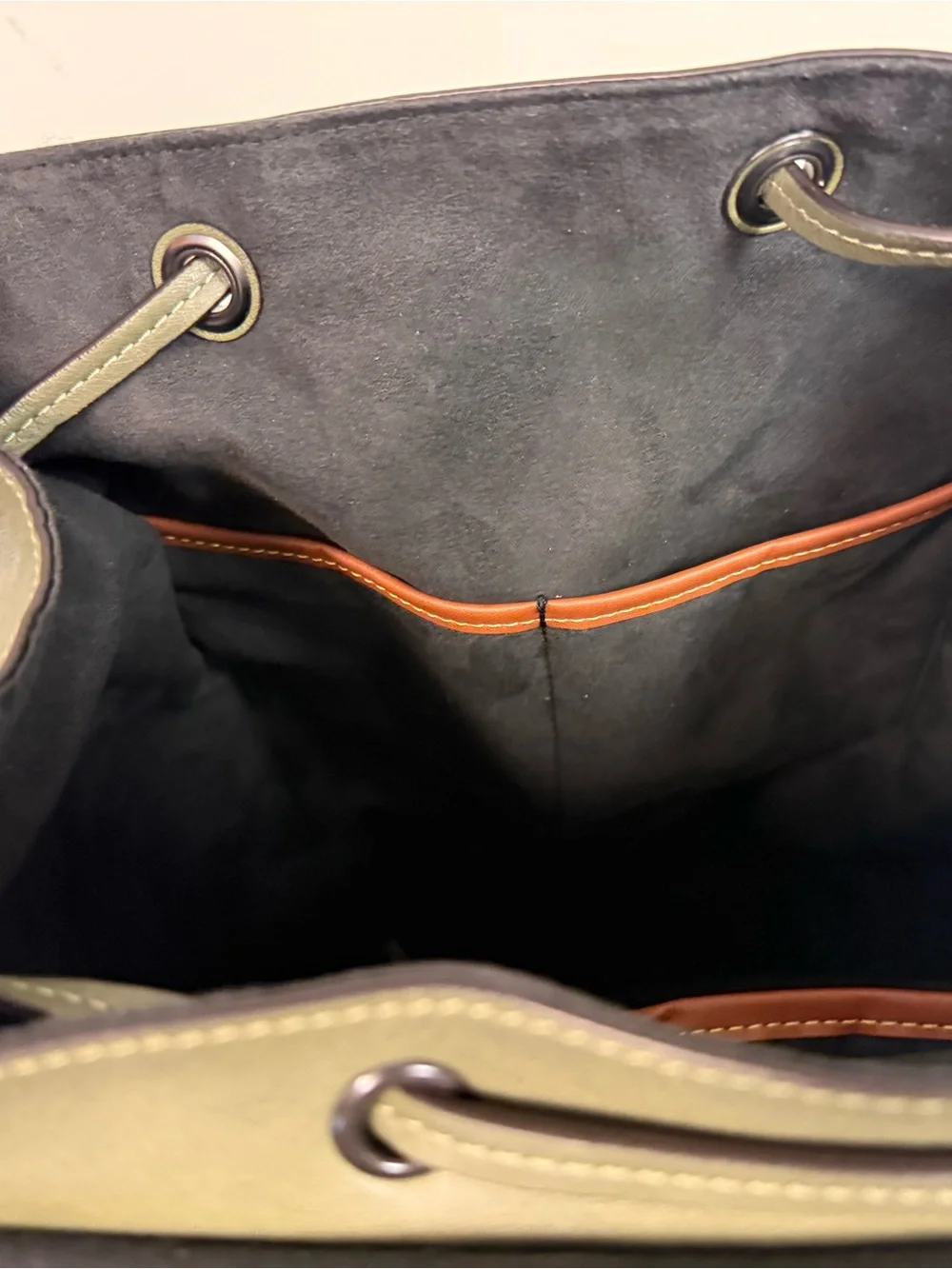 Coach Olive Green Leather Men's Backpack with Buckle Flap